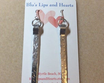 Hammered Aluminum Earrings, Aluminum earrings, Long Dangle Earrings