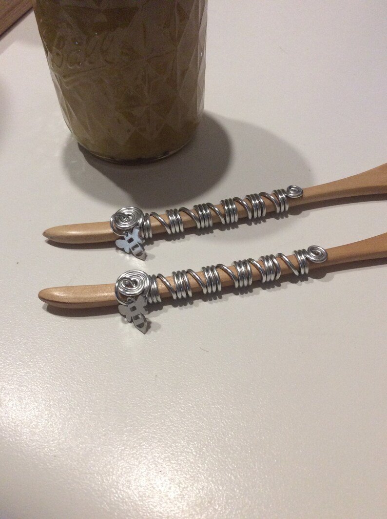 Honey Scoop, Wooden Honey Scoop, Honey Dipper, Honey Spoon, Dipper, Wire Wrapped