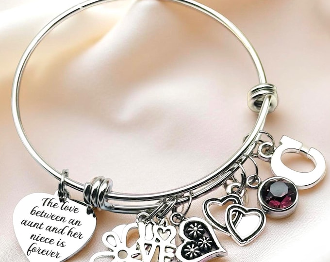 Love Between Aunt and Niece is Forever Bangle Intertwined Hearts
