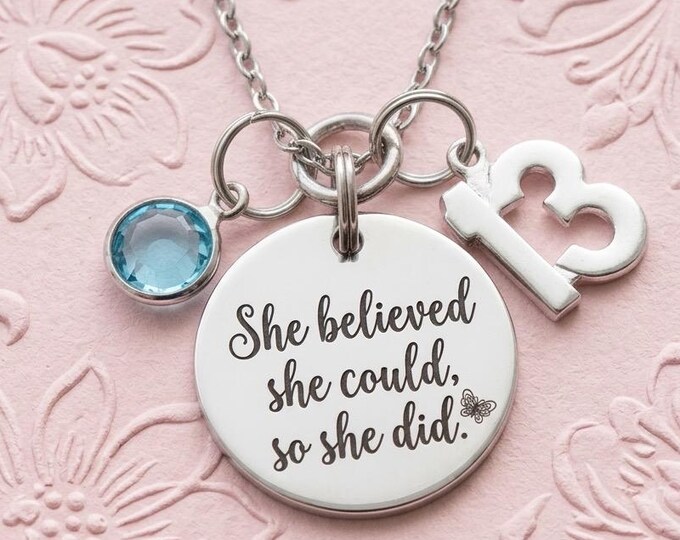 Granddaughter 13th Birthday Gift, Daughter Thirteen Necklace for Niece