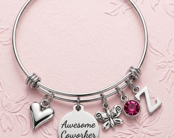 Awesome Coworker Charm Bracelet, Personalized Work Friend Gift