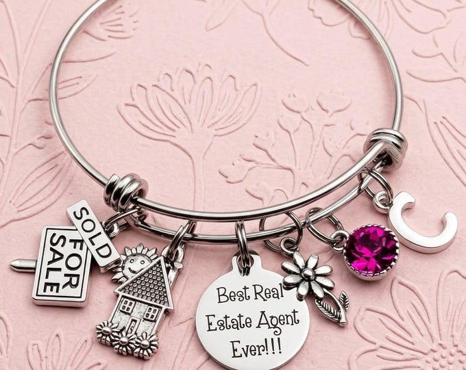 Realtor Closing Gift - Personalized Agent Thank You Charm Bracelet