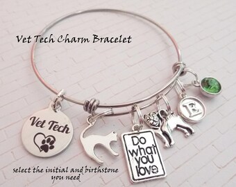 She Believed Could So Did Veterinarian Vet Tech Gift Veterinary Technician Bracelet Grad Graduation Charm