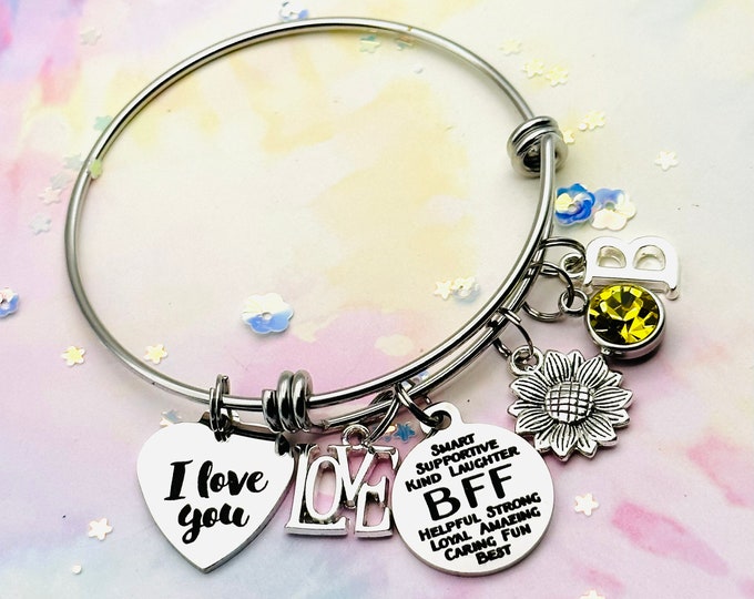 Best Friend Gift, Birthday for Best Friend, Best Friend Charm Bracelet, BFF Charm Bracelet, Birthday Gift for Friend, Best Friend Jewelry