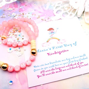 Personalized Mommy and Me Beaded Bracelet Set: First Day of School Gift