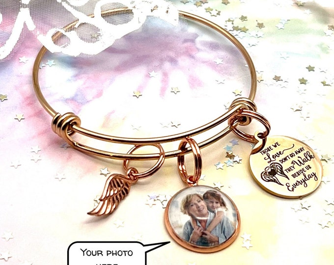 Memorial Gift, Loss of a Loved One Charm Bracelet, Custom Photo, Memorial Jewelry, Sympathy and Grief Gift, Stackable Bracelet for Woman