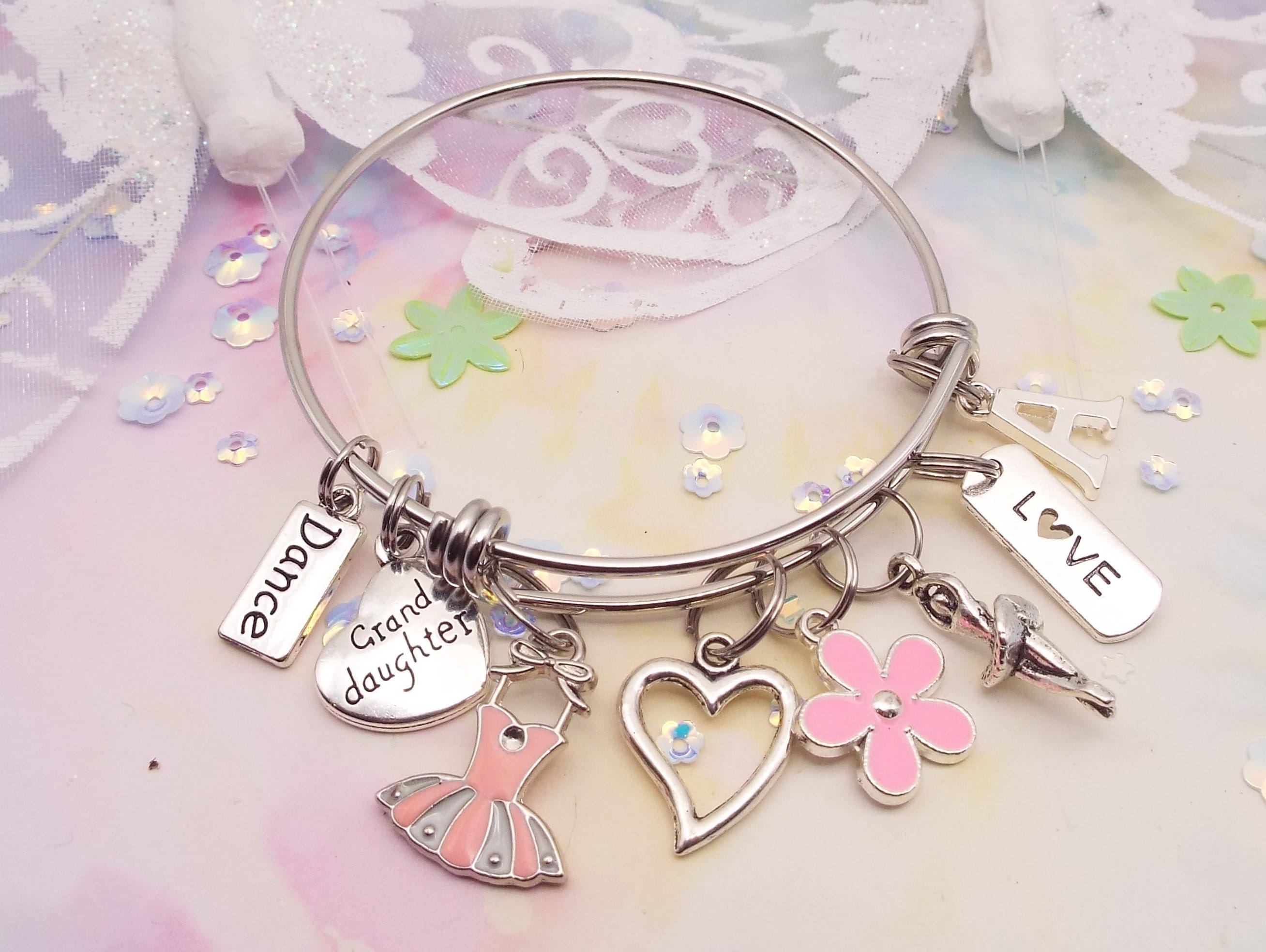 Girls Charm Bracelet Personalized Birthday Gift for 7 Year Old Girl  Adjustable Expandable Dog Charm Braceletother Numbers Available 