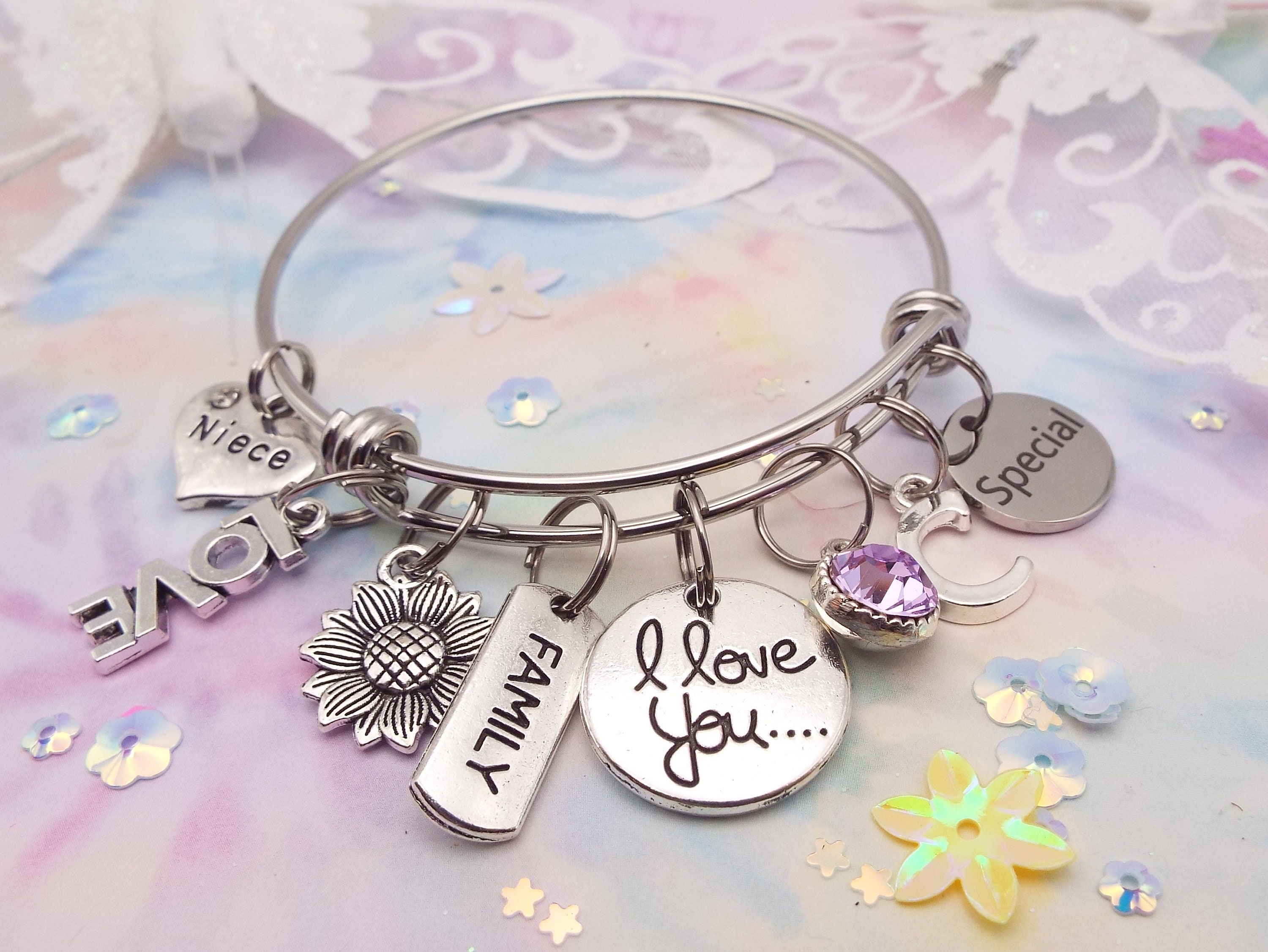 Niece Birthday Gift, Happy Birthday Niece Charm Bracelet, Present for