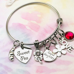 Granddaughter Charm Bracelet, Gift for Her, Birthday for Her, Grandmother Gift, Personalized Gift, Custom Jewelry, Girl Gift, Silver Jewelry