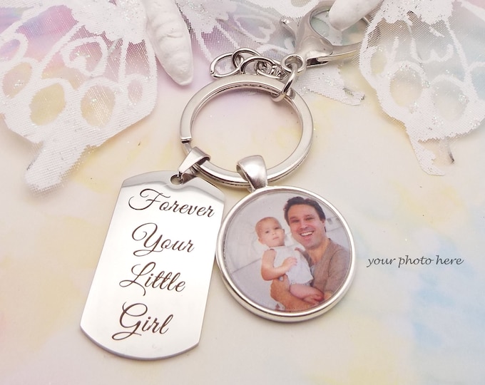 Father’s Day Keychain, Daughter to Dad Gift, Personalized Jewelry, Gift for Him, Kid Gift to Dad, Forever Your Little Girl Keychain for Dad