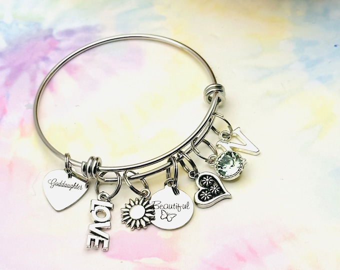 Goddaughter Gift, Goddaughter Charm Bracelet, Personalized Gift, Gift for Her,  Godmother to Goddaughter Jewelry, Jewelry Gift, Jewelry