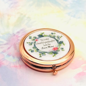 Personalized Compact Mirror: Granddaughter Birthday Gift from Grandma