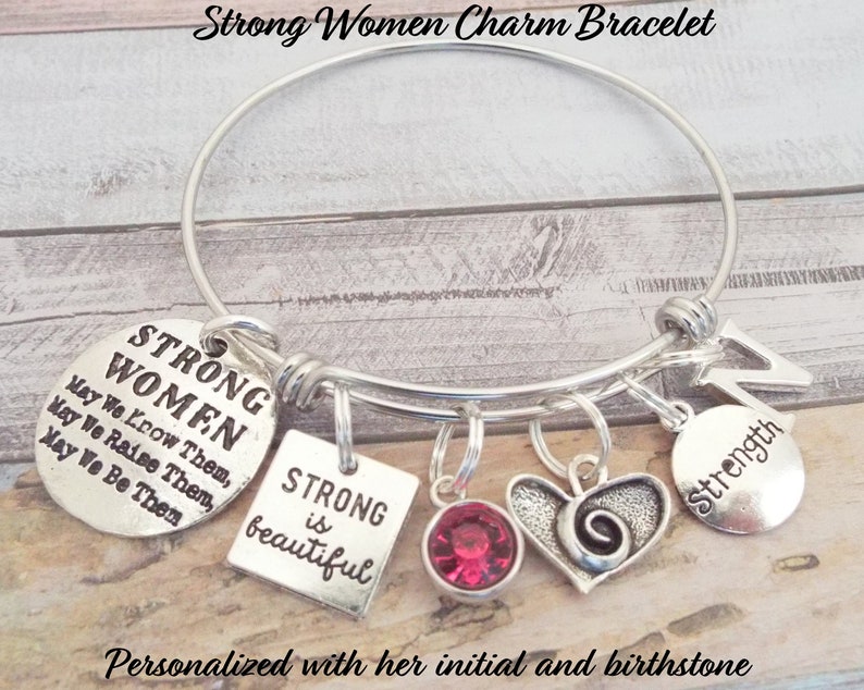 Women/'s Jewelry Encouragement Bracelet Feminist Jewelry Gift for Her Personalized Gift Gift for Feminist Strong Women Charm Bracelet