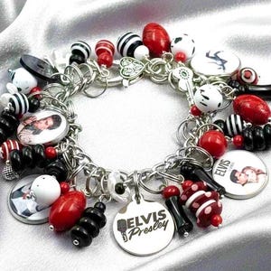 Handmade Elvis Presley Charm Bracelet: Music-Themed Beaded Jewelry