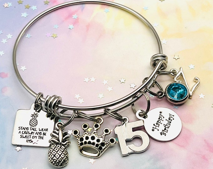 Girl's 11th Birthday Charm Bracelet, Personalized Gift, 11 Year