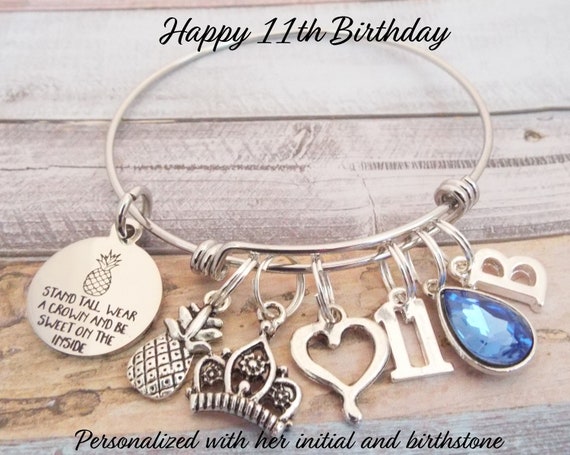 11 charme Bracelet, cadeau personnalisé, 11 ans, fille, bijoux pour enfants, cadeau d\u2019anniversaire la fille pour fille, anniversaire pour enfant,
