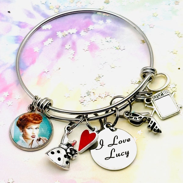 I Love Lucy Gifts, 1950s Memorabilia, Personalized Charm Bracelet, Retro Handmade Jewelry, Initial Bracelet, Best Friend Gift Idea for Her