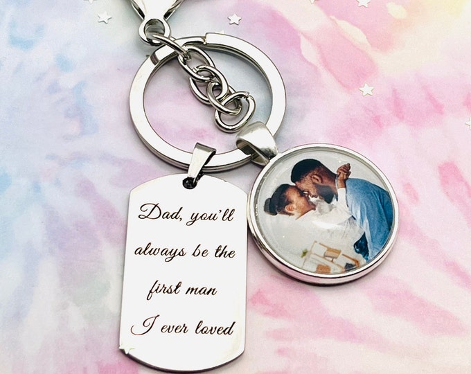 Gift for Dad Birthday, Gift for Him, Custom Keychain, Gift for Him, Father of the Bride, Personalized Jewelry, Bridal Party, Handmade