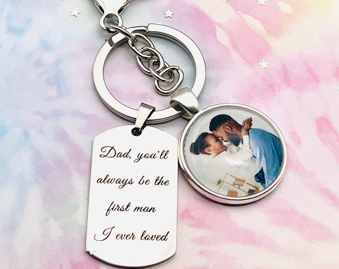 Custom Keychain, Gift for Dad, Father's Day, Father of the Bride Gift Ideas, Gift for Him, Custom Photo Keychain, Little Girl Gift to Dad