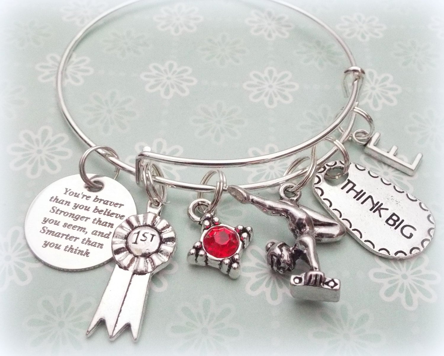 Gymnast Gift, Gift for Gymnast, Gymnast Charm Bracelet, Congratulations