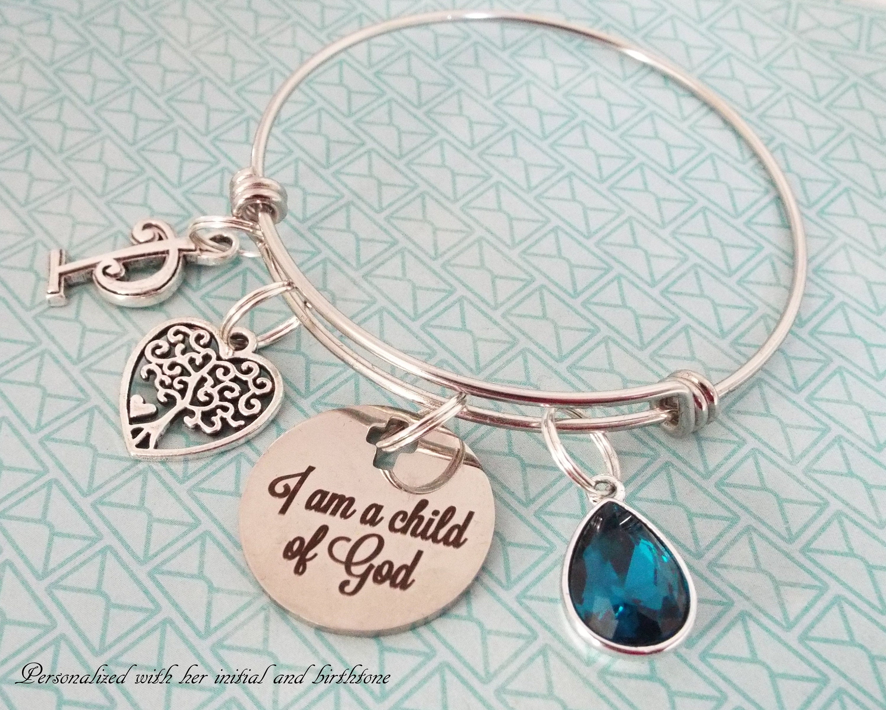 Christian Jewelry Gift, Personalized Faith Charm Bracelet, Bible Verse