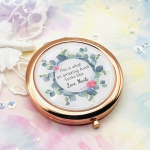 Geschenk für Tante von Nichte, Tante Custom Compact, Schminkspiegel, personalisiertes Accessoire, Geburtstag für Tante, handgemachtes Geschenk für Sie