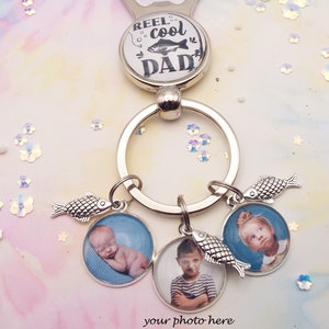 Geschenke für Papa, Vatertag, individuelles Angeln Schlüsselbund, personalisierte Geschenke für Männer, Kinderfoto, Schlüsselbänder, Schlüsselhalter, Vater der Braut