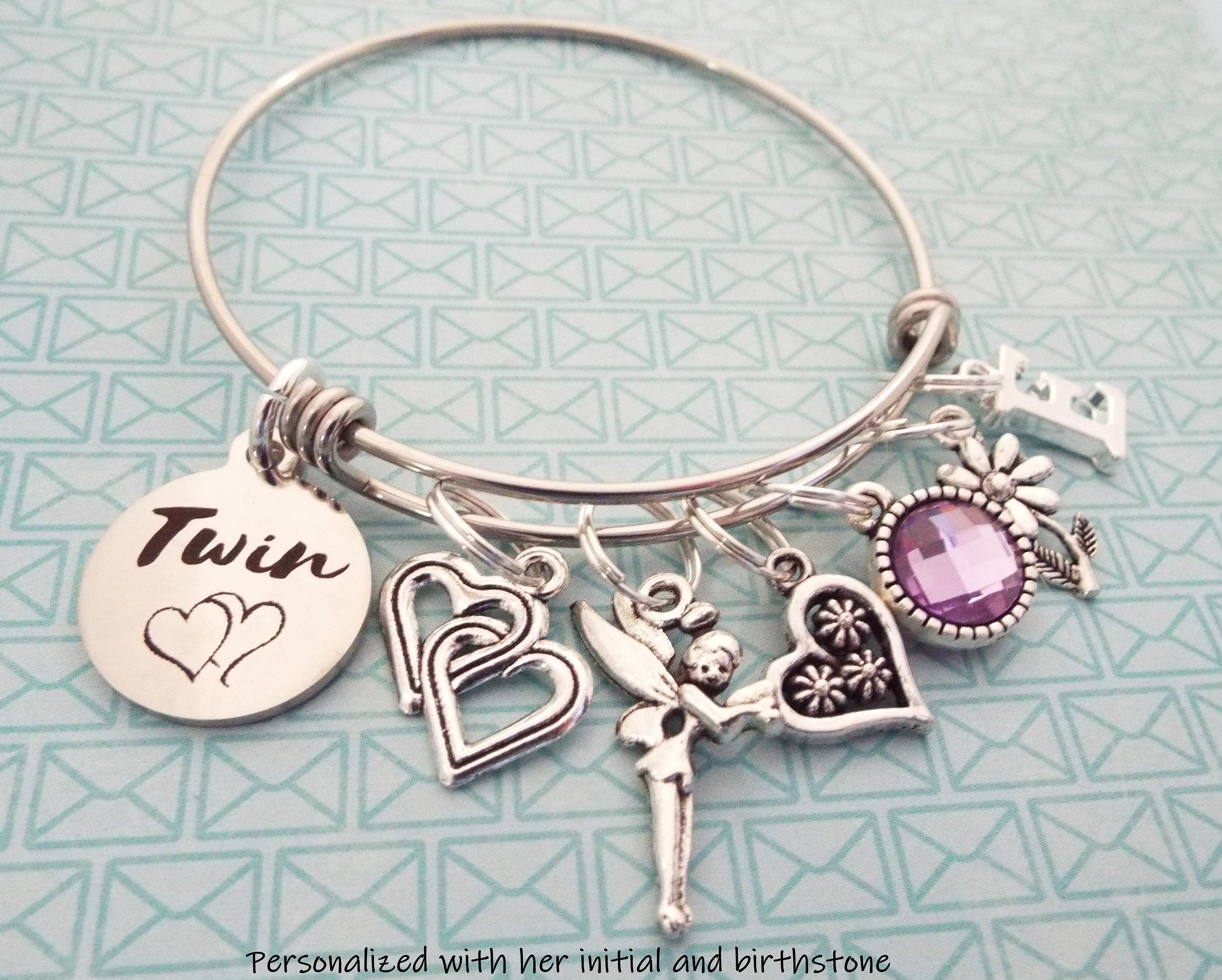 Gift For Twin Girl Twins Gift Twin Girl Birthday Charm Bracelet Personalized Gift Gift For Her Custom Jewelry Birthday Gift Girl Gift
