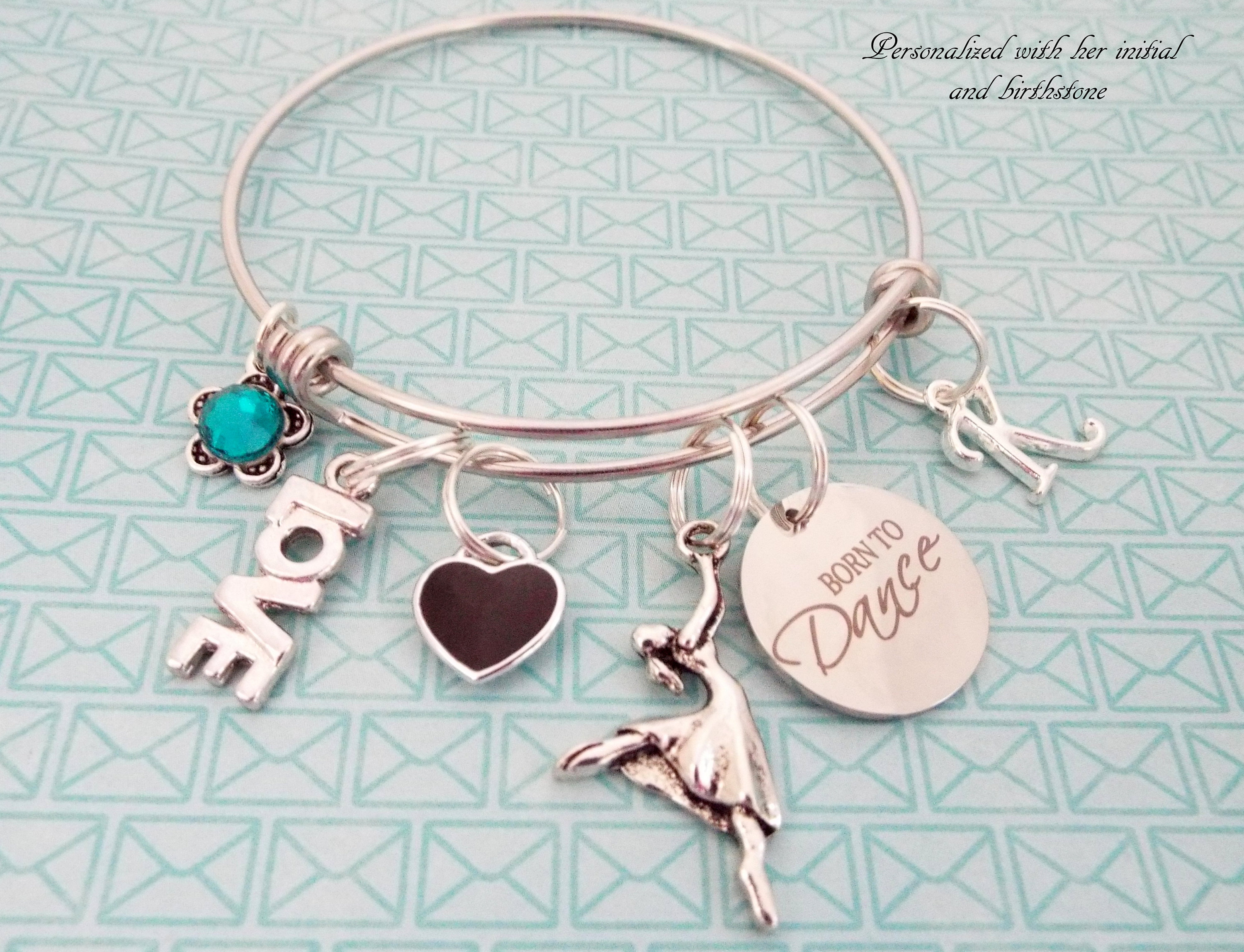 Personalized Dancing Dance Recital Charm Bracelet, Dancer Gift