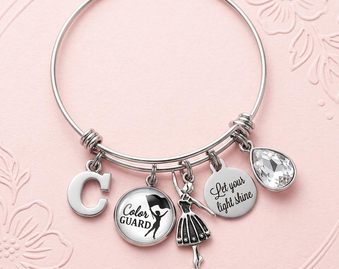 Color Guard Charm Bracelet: Personalized Stainless Steel Jewelry Gift