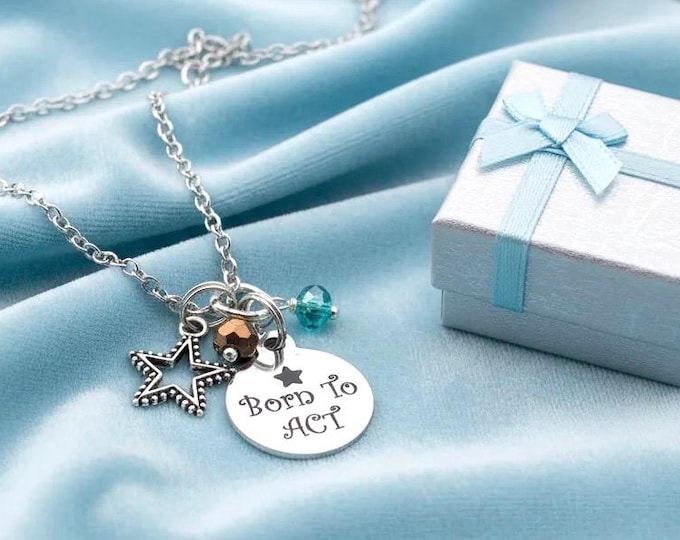 Acting Necklace with Birthstone: Stainless Steel Theater Gift