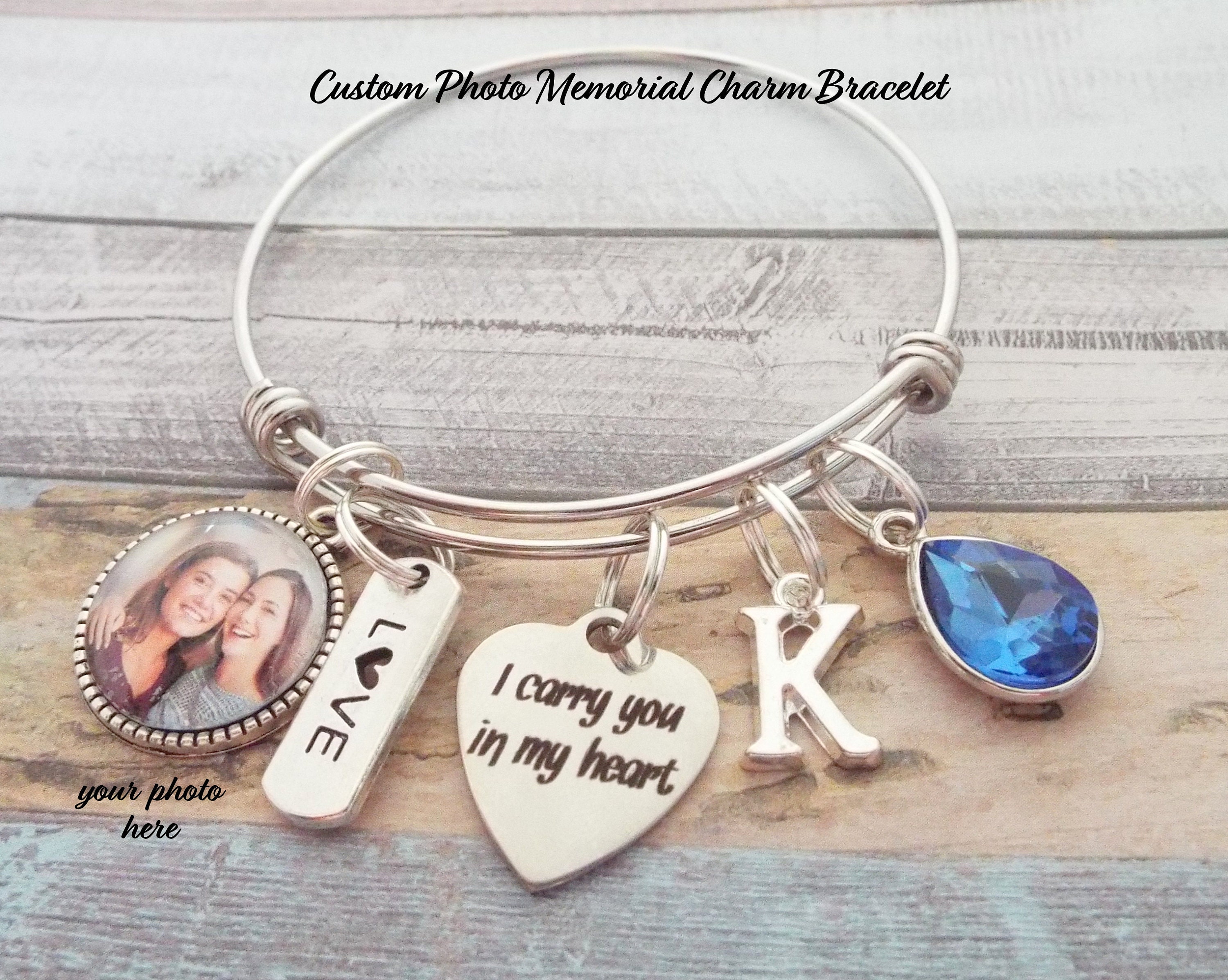 Memorial Bracelet, Custom Photo Charm Bracelet, Consolation Gift, In