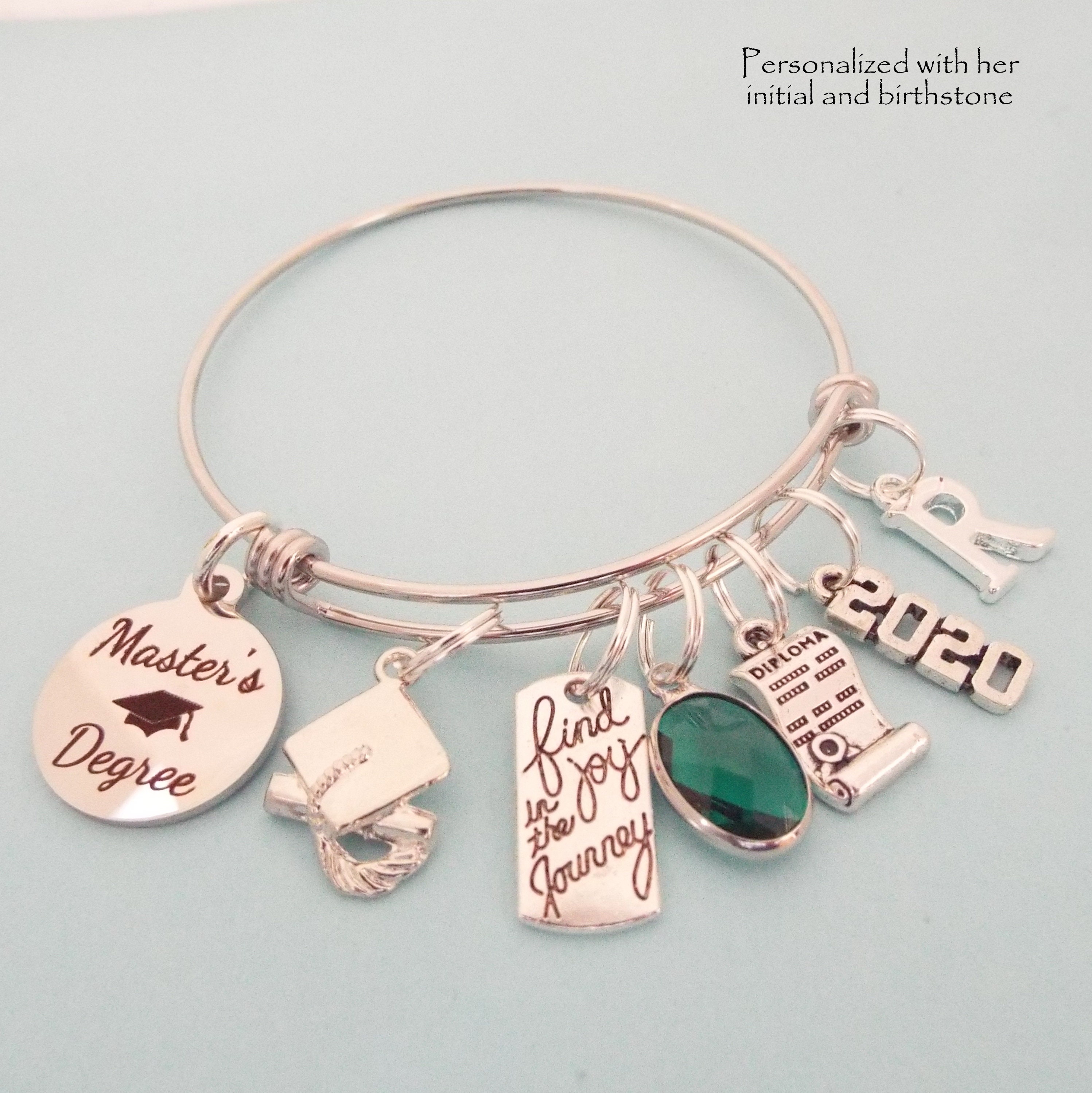 Master's Degree Graduation Gift, Masters Degree Charm Bracelet, College