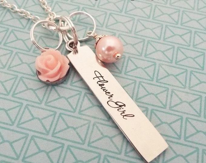 Flower Girl Gift, Bridesmaids Necklace, Bridal Party Gift from Bride, Personalized Wedding Gift, Bridal Accessories, Handmade Gifts Bridal