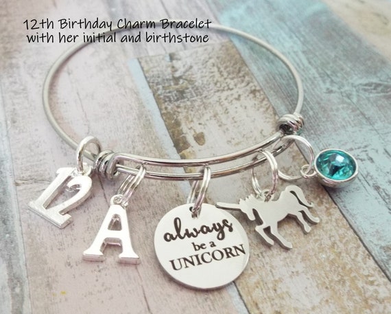 12th Birthday Gift for Daughter, Handmade Gift, Charm Bracelet, 12 Year Old  Girl Gift, Personalized Gift for Her, Birthday Party Gift