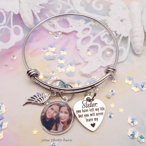 Memorial Photo Charm Bracelet: Sympathy Gift for Loss of Sister