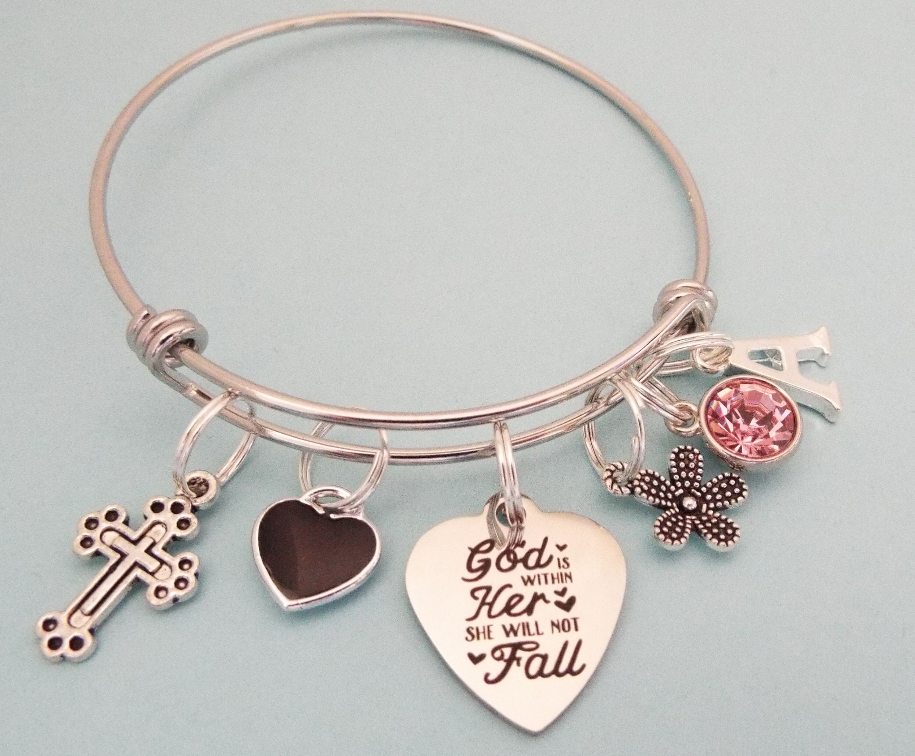 Christian Girl Charm Bracelet, Cross Jewelry, Faith Jewelry Gifts