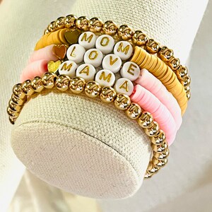 Custom Heishi Name Bracelet: Gold Filled Beads, Personalized Stacking Bracelet