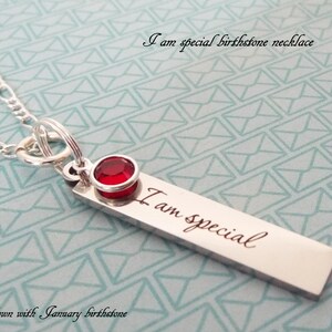 Personalized Birthstone Necklace: Stainless Steel Pendant, Birthday Gift