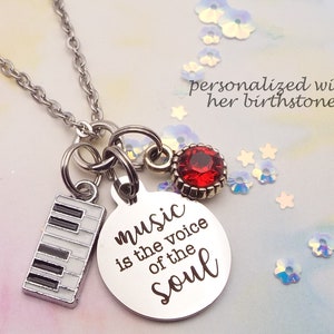 Piano Keyboard Charm Necklace: Music Lover Gift, Birthstone Jewelry
