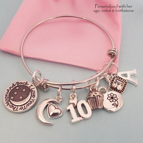 10th Birthday Gift for Girl Personalized Charm Bracelet for | Etsy