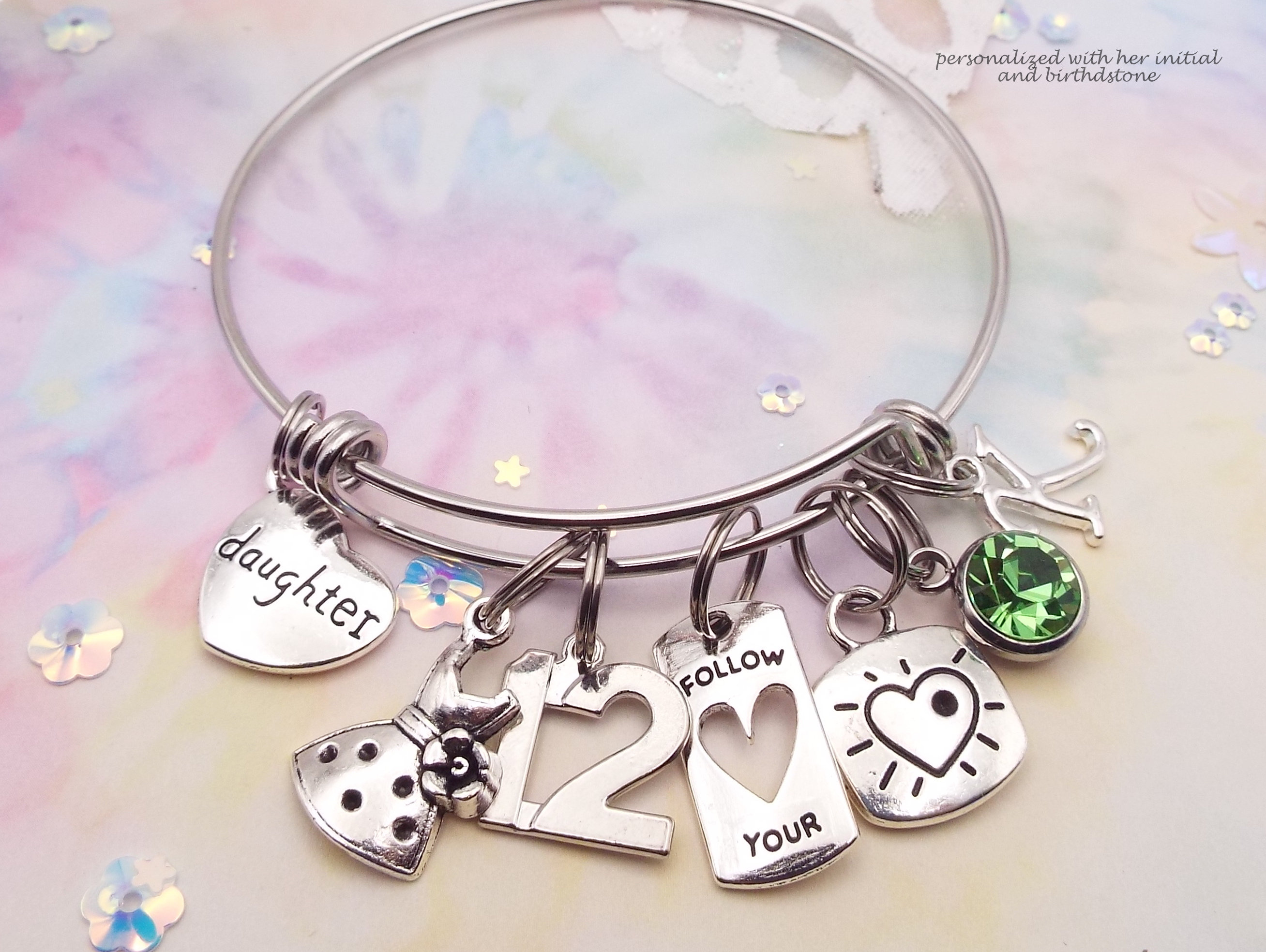 12th Birthday Gift for Daughter, Handmade Gift, Charm Bracelet, 12 Year Old  Girl Gift, Personalized Gift for Her, Birthday Party Gift