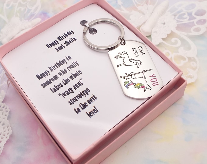 Aunt Gift from Niece, Funny Aunt Birthday Gift, Unicorn Keychain, Unicorn Gift For Favorite Aunt, Aunt's Birthday, Niece to Aunt Gift