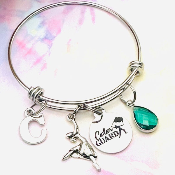 Color Guard Charm Bracelet, Flag Cheering, Cheerleader Personalized, Gift for Her, Teenage Age Girl Gift, Teenager Gift. Sports Jewelry