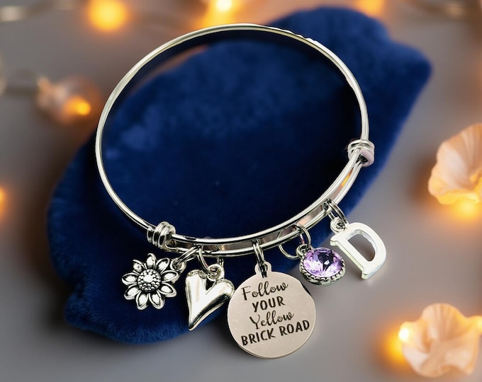 Personalized Initial Bracelet, Gift Boxed Birthstone Jewelry for Girls, Heart and Floral Charms
