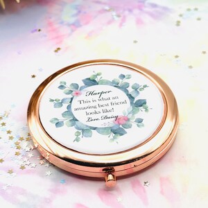 Best Friend Gift, Make Up Mirror, Custom Compact, Birthday Gift for Best Friend, Hair Accessories, Personalized Gift, Gift for Her, Bestie