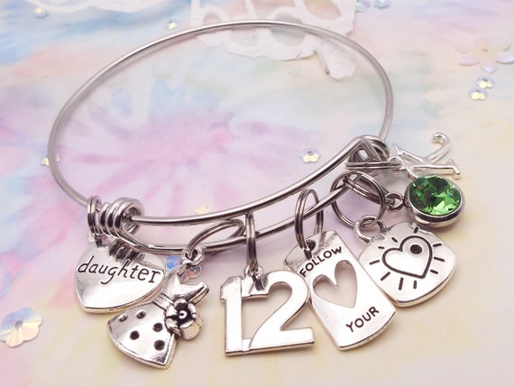 12th Birthday Gift for Daughter, Handmade Gift, Charm Bracelet, 12 Year Old  Girl Gift, Personalized Gift for Her, Birthday Party Gift 