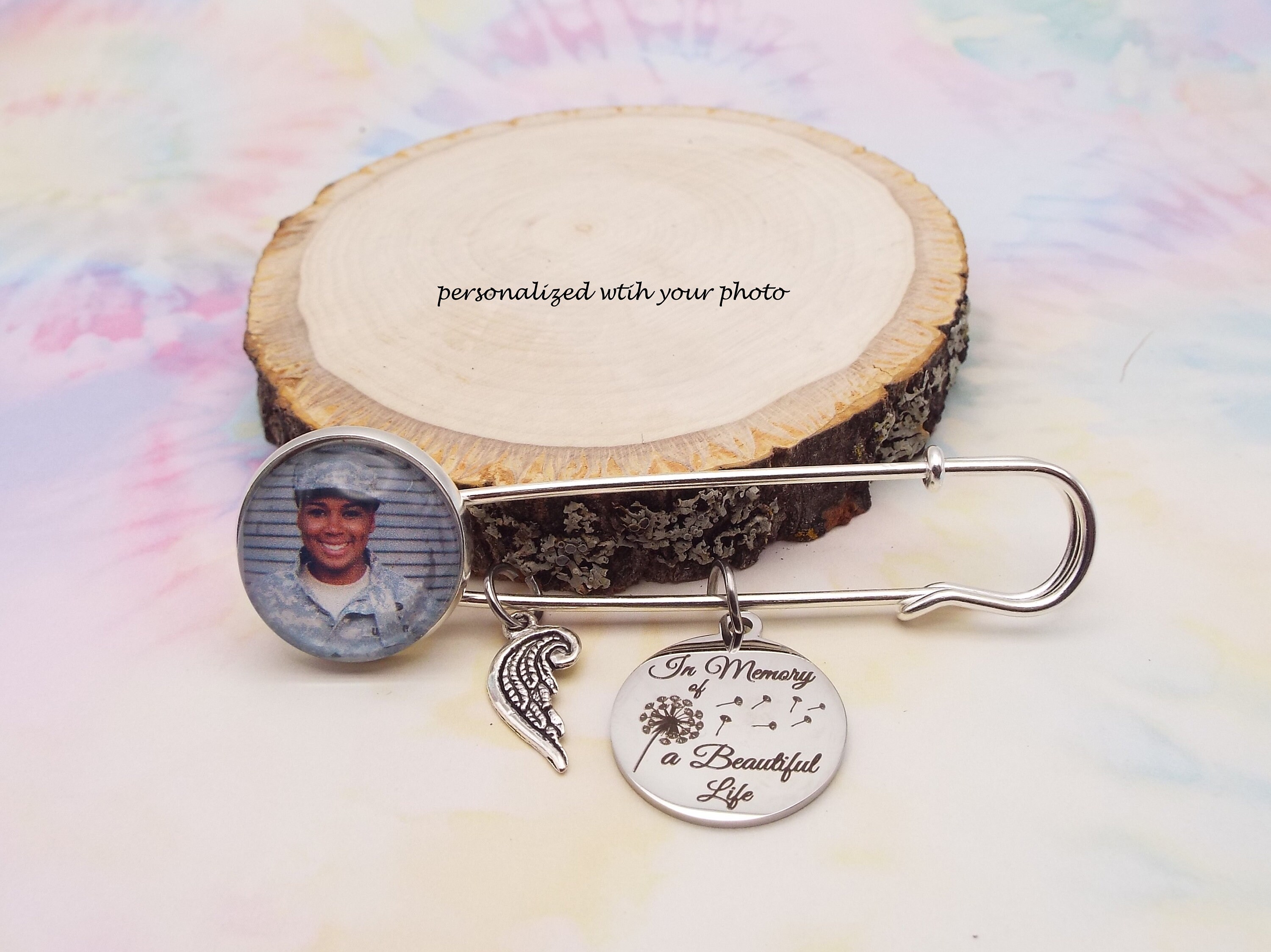 Sympathy Gift for Loss Loved One, Photo Memory Pin, Bereavement Gift