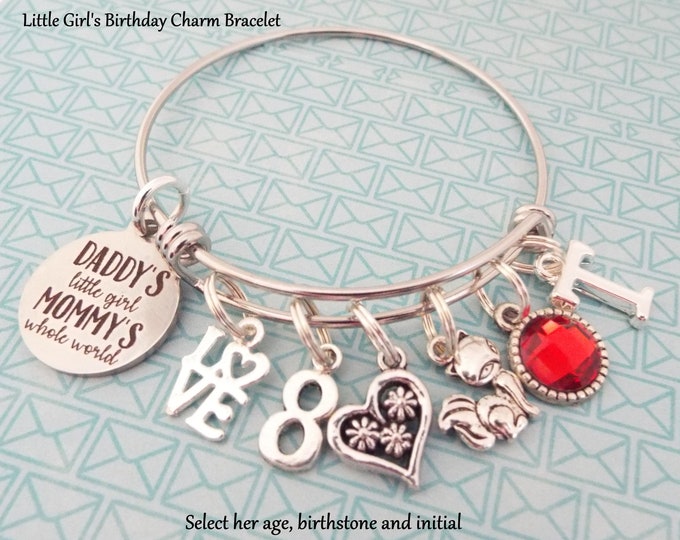 Birthday Gift, Handmade Jewelry, Mother Daughter Gift, Father Daughter Gift, Handmade Charm Bracelet, Initial Bracelet, Handmade Birthstone