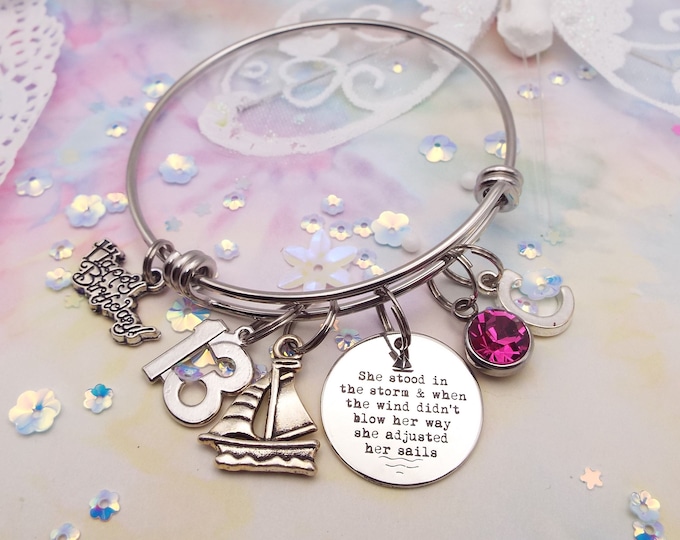 13th Birthday Girl Gifts, 13 Year Old Girl Gift, Personalized Gift, Handmade Charm Bracelet, Stacking Bracelet, Gift for Granddaughter,